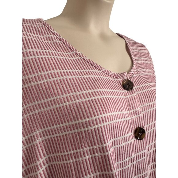 Notations Women Size 2X Tie Waist Button Up Shimmer Textured Stripe NWT - Picture 7 of 8